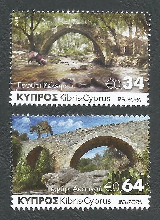 Cyprus Stamps SG 1439-40 2018 Europa Bridges - MINT 