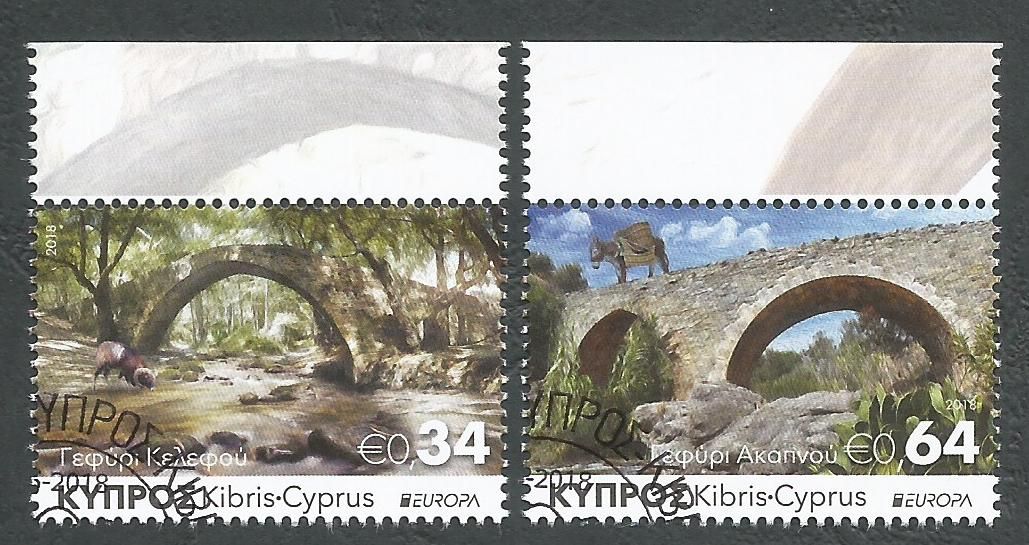 Cyprus Stamps SG 2018 (e) Europa Bridges - CTO USED (k644)