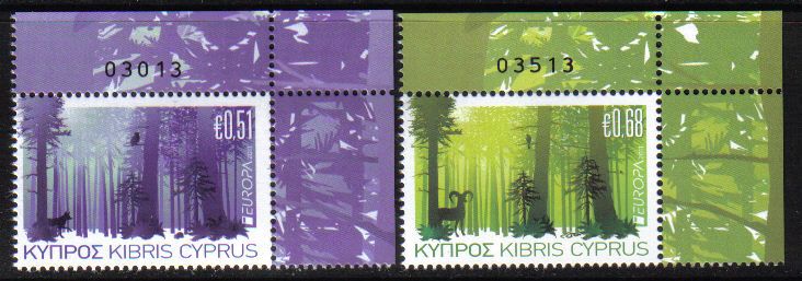 Cyprus Stamps SG 1246-47 2011 Europa Forests Control numbers - MINT (e167)