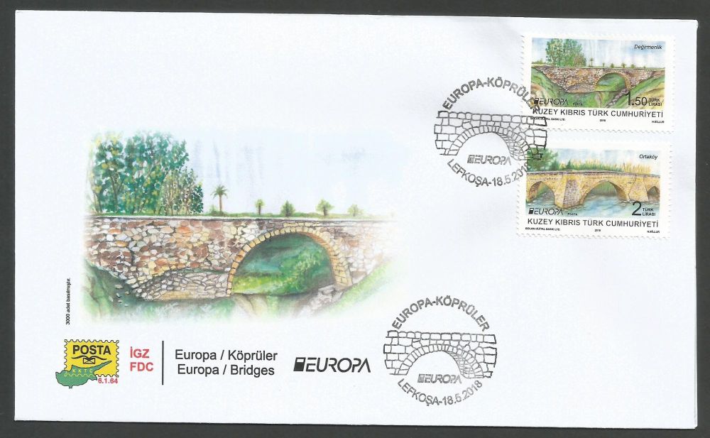 North Cyprus Stamps SG 2018 (b) Europa Bridges - Official FDC
