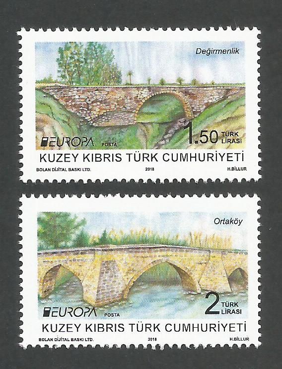 North Cyprus Stamps SG 0838-39 2018 Europa Bridges - MINT