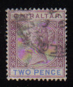 Gibraltar Stamps SG 0041 1898 Two pence - USED (d448)