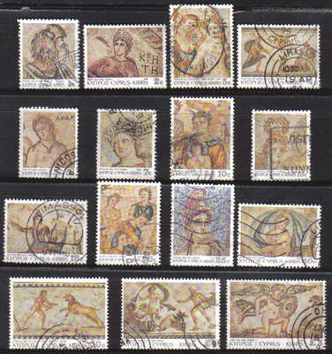 Cyprus Stamps SG 756-70 1989 7th Definitives Mosaics - USED (d473)