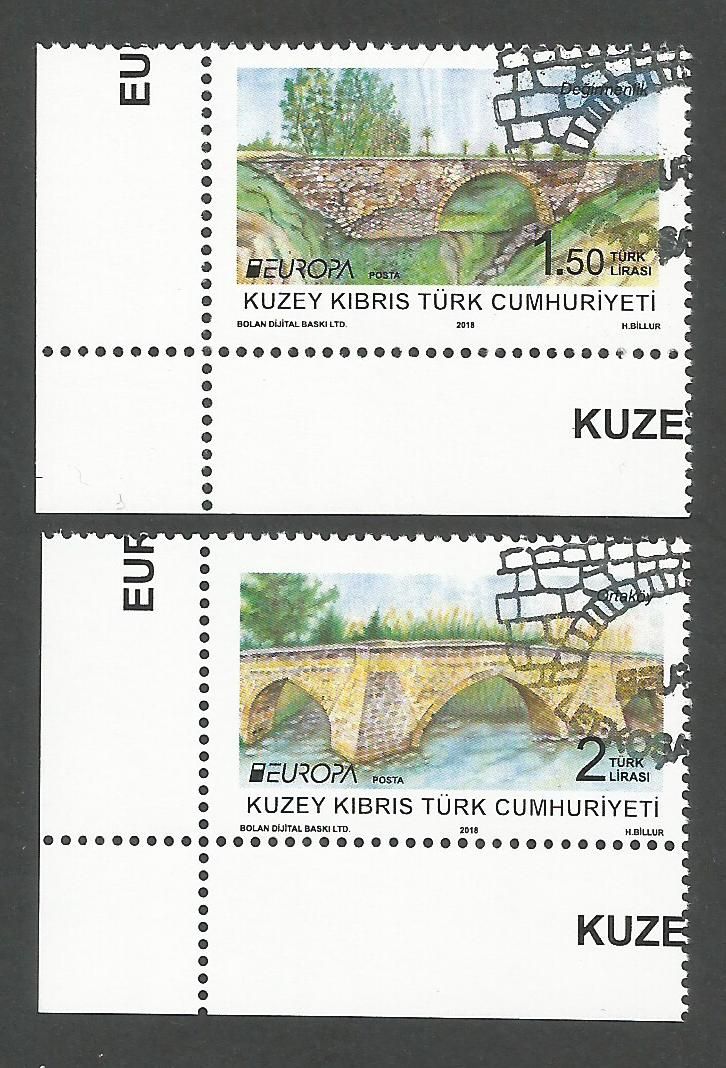North Cyprus Stamps SG 0838-39 2018 Europa Bridges - CTO USED (k714)