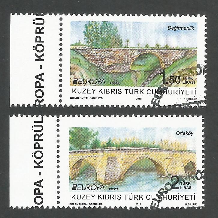 North Cyprus Stamps SG 0838-39 2018 Europa Bridges - CTO USED (k715)