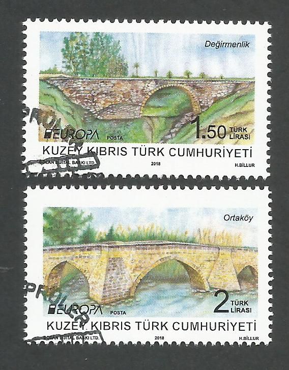 North Cyprus Stamps SG 0838-39 2018 Europa Bridges - CTO USED (k716)