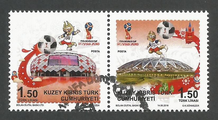 North Cyprus Stamps SG 0840-41 2018 FIFA World Cup Football Russia - CTO USED (k718)