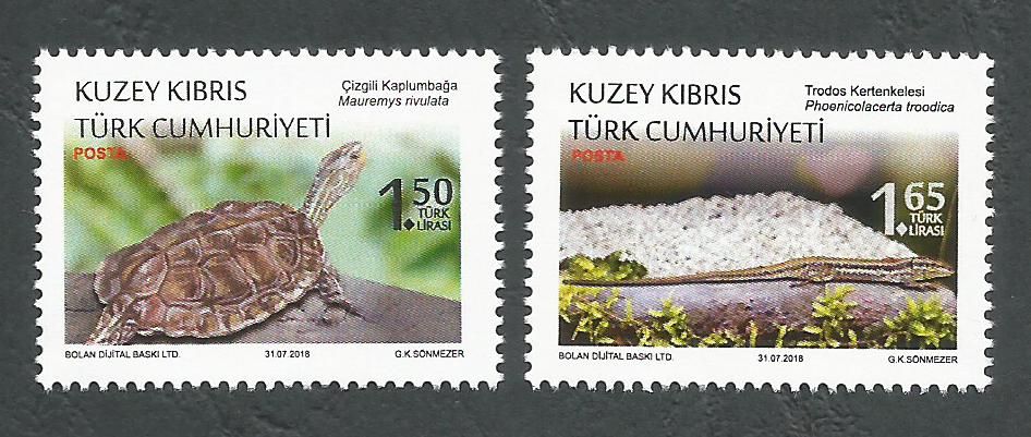 North Cyprus Stamps SG 0842-43 2018 Protected Animals Reptiles - MINT