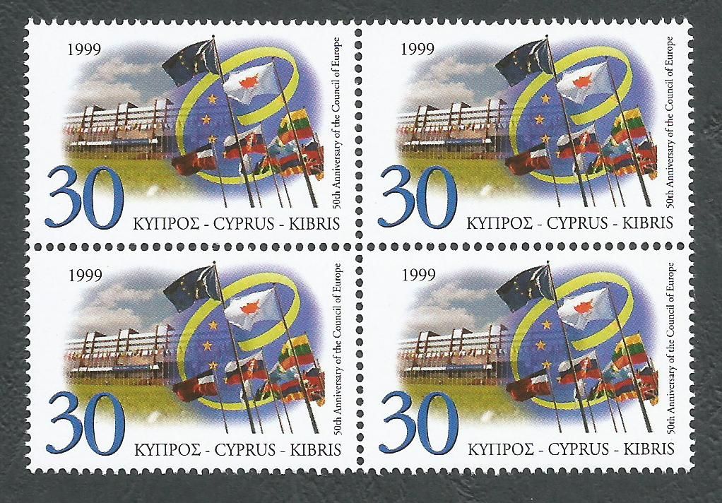 Cyprus Stamps SG 971 1999 Council of Europe - Block of 4 MINT