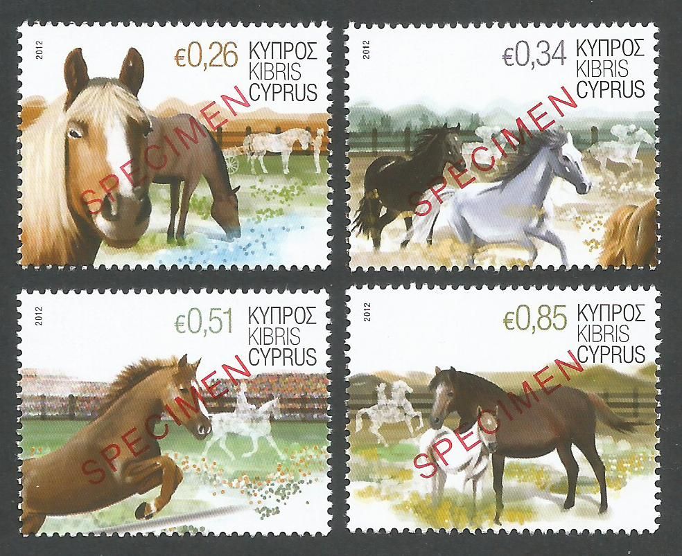 Cyprus Stamps SG 1266-69 2012 Horses - Specimen MINT