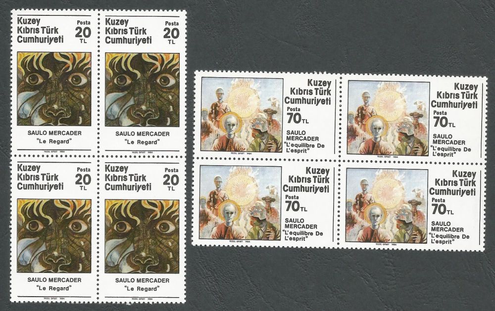 North Cyprus Stamps SG 163-64 1984 Saulo Mercader - Block of 4 MINT