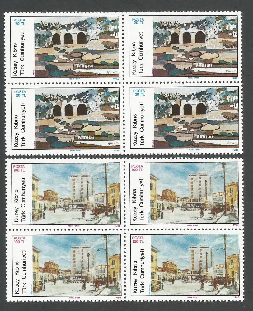 North Cyprus Stamps SG 185-86 1986 Art 5th Series - Block of 4 MINT