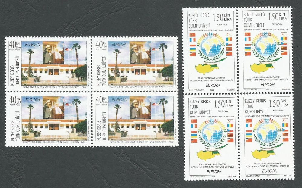 North Cyprus Stamps SG 467-68 1998 Europa festivals - Block of 4 MINT