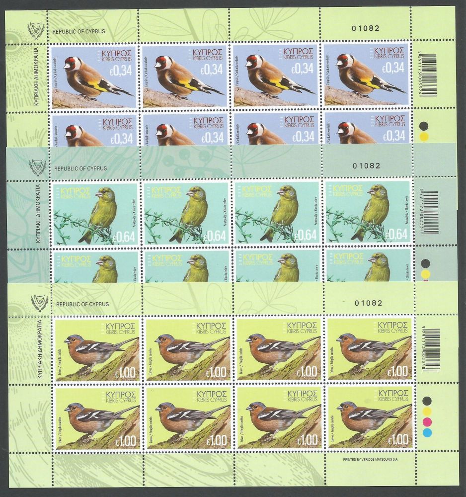 Cyprus Stamps SG 2018 (g) Birds of Cyprus - Full Sheet MINT 