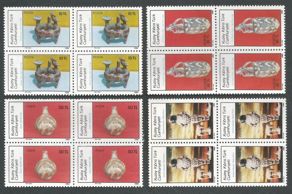 North Cyprus Stamps SG 189-92 1986 Archeological Artifacts - Block of 4 MINT
