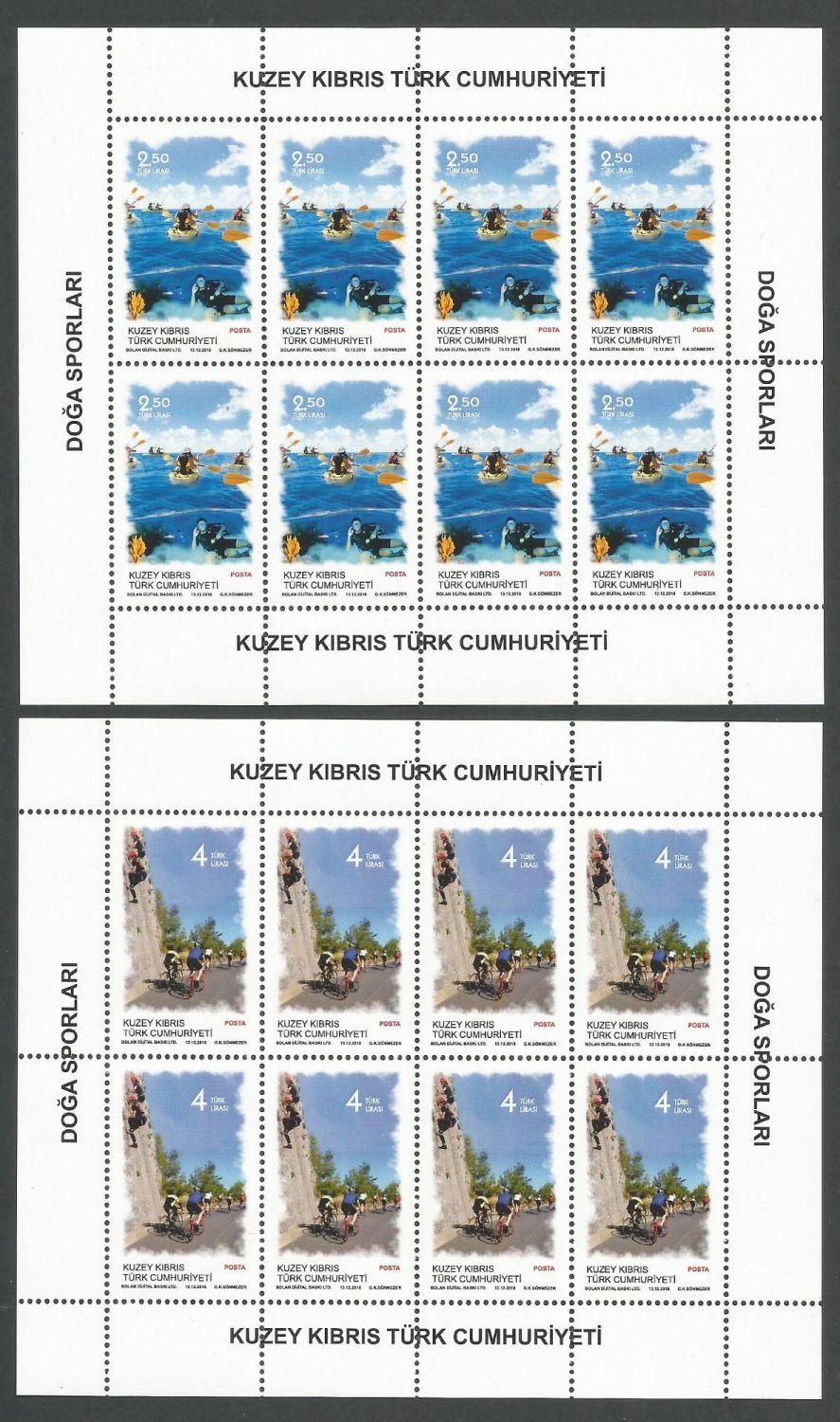 North Cyprus Stamps SG 2018 (f) Outdoor Sports - Full sheet MINT