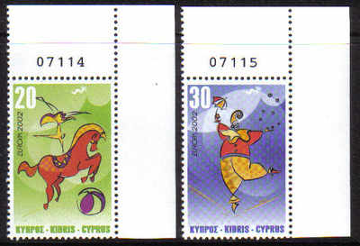 Cyprus Stamps SG 1029-30 2002 Europa Circus - MINT (d505)