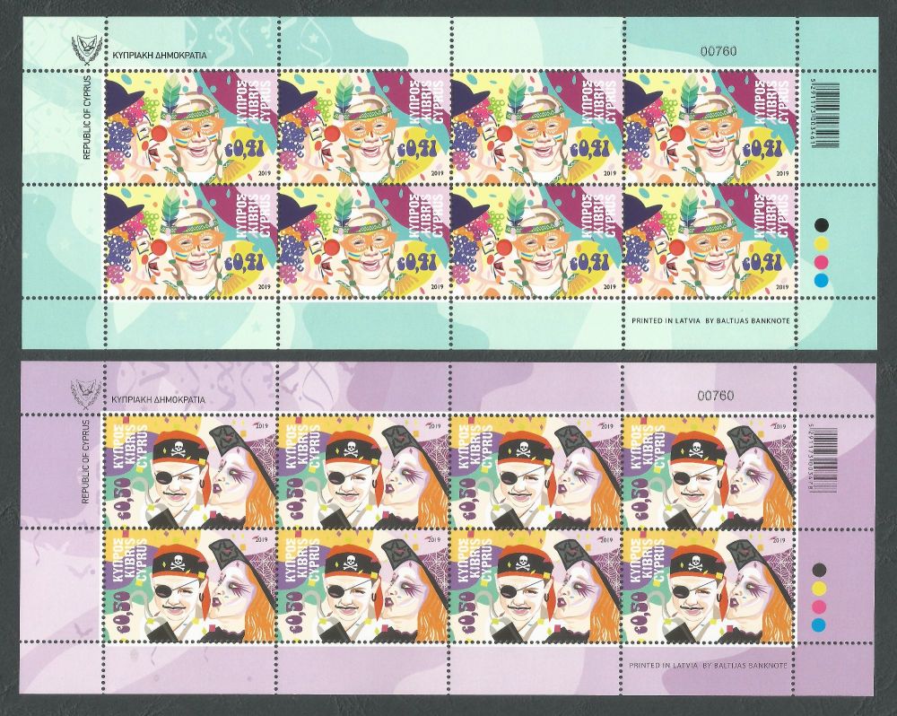 Cyprus Stamps SG 1451-52 2019 Carnival - Full Sheets MINT