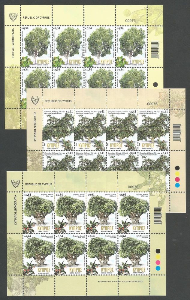 Cyprus Stamps SG 1453-55 2019 Centennial trees in Cyprus - Full sheet MINT