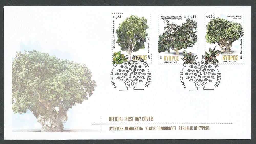 Cyprus Stamps SG 1453-55 2019 Centennial trees in Cyprus - Official FDC