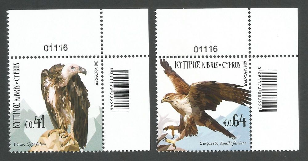 Cyprus Stamps SG 1457-58 2019 Europa National Birds - Control numbers MINT