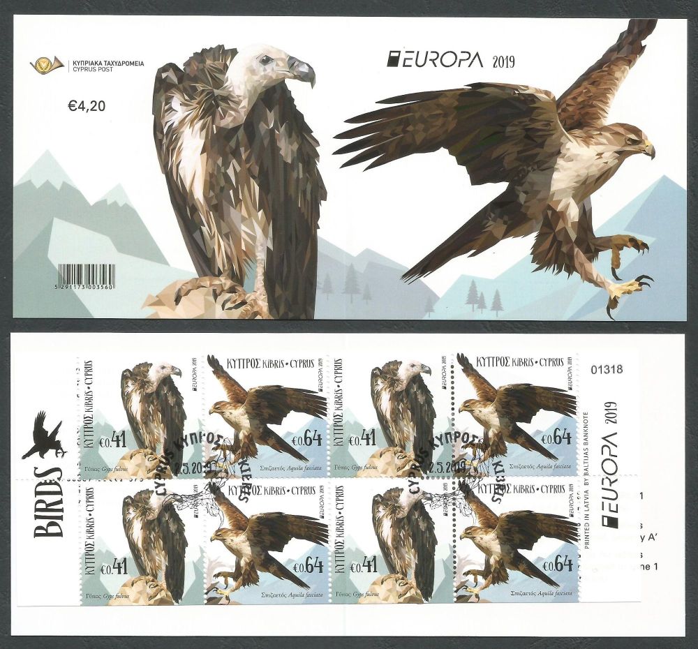 Cyprus Stamps SG 1457a-58a (SB27) 2019 Europa National Birds - Booklet CTO USED (k842)