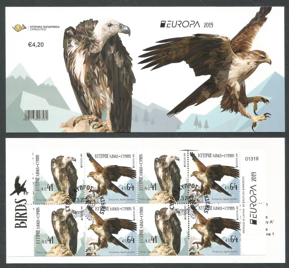 Cyprus Stamps SG 1457a-58a (SB27) 2019 Europa National Birds - Booklet CTO USED (k843)