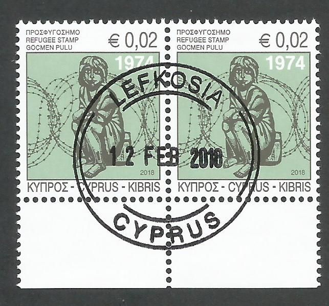 Cyprus Stamps 2018 Refugee Fund Tax SG 1431 - Pair CTO USED (k841)