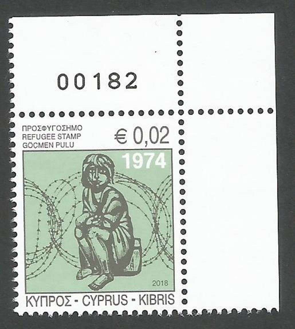 Cyprus Stamps SG 1431 2018 Refugee Fund Tax MINT Control numbers