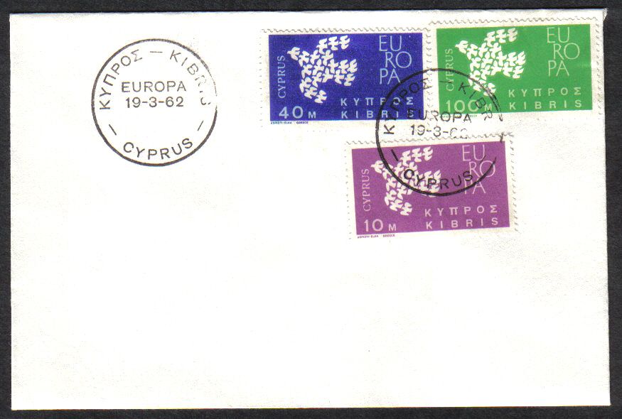 Cyprus Stamps SG 206-08 1962 Europa Doves - Unofficial FDC (c450)