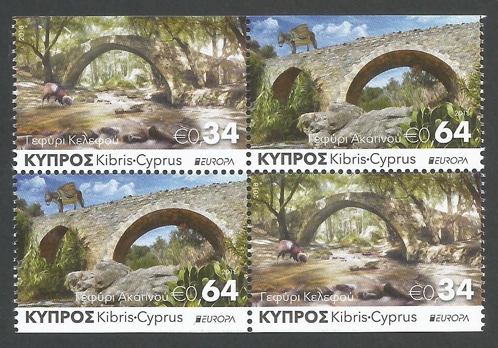 Cyprus Stamps SG 2018 (e) Europa Bridges Booklet Pane - MINT 