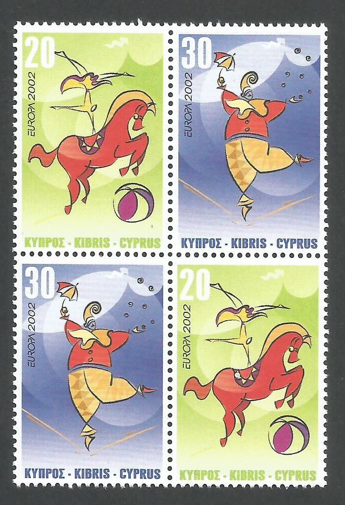 Cyprus Stamps SG 1029-30 (SB4) 2002 Europa Circus - Booklet Pane MINT