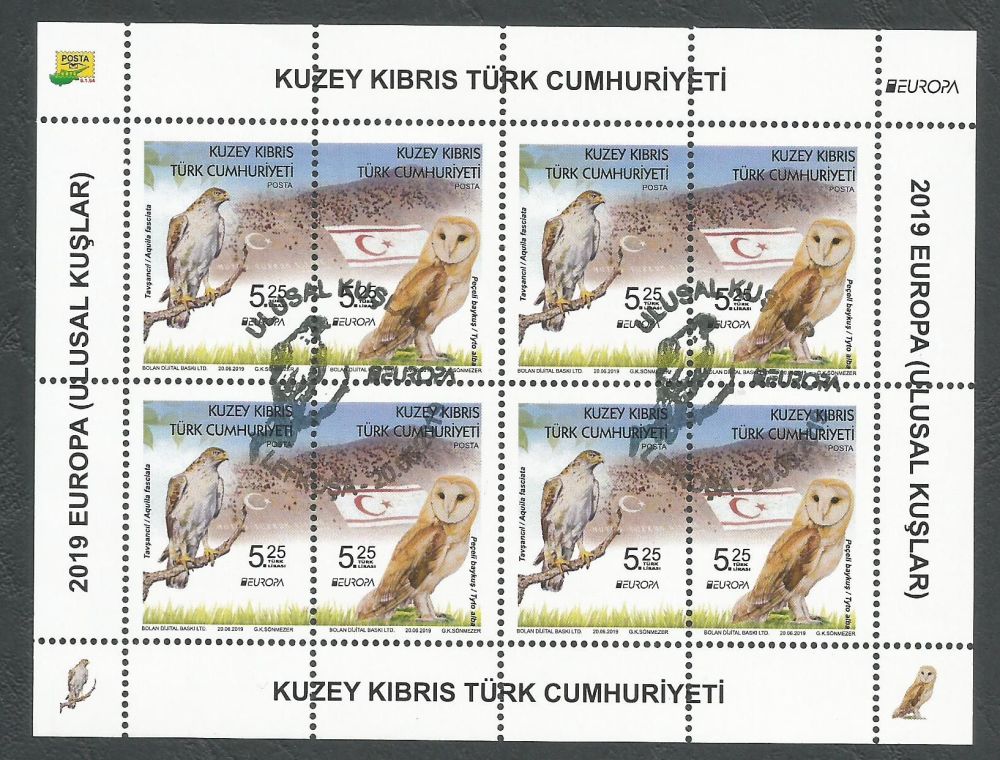 North Cyprus Stamps SG 0853-54 2019 Europa National Birds - Souvenir sheet CTO USED (k885)