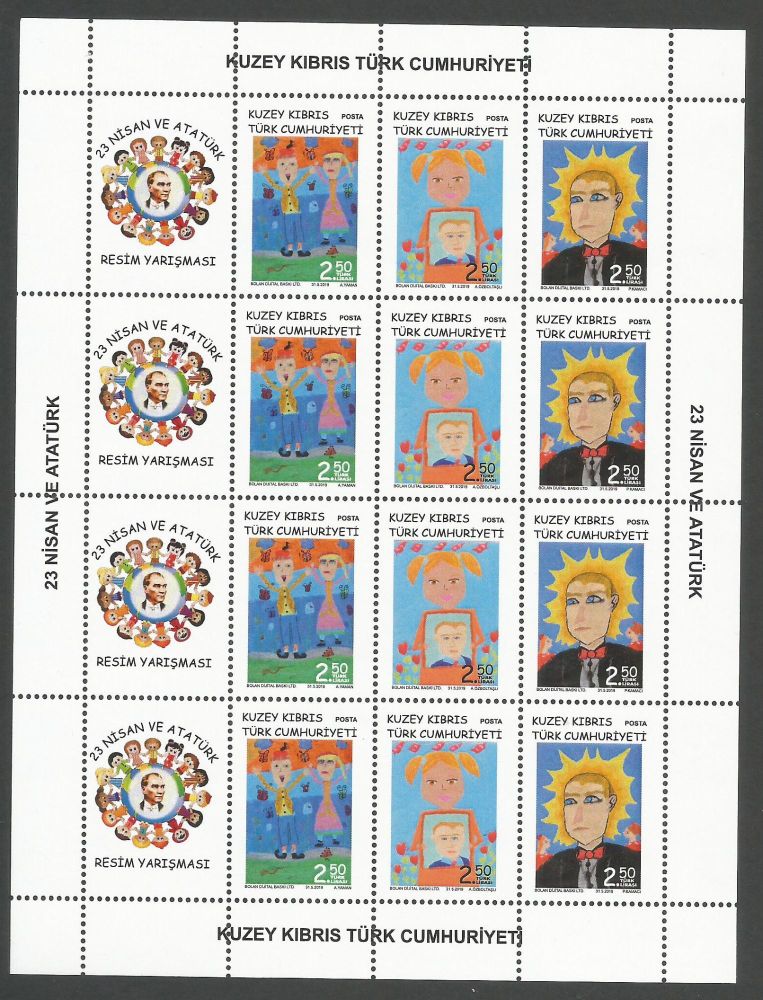 North Cyprus Stamps SG 0850-52 2019 April 23rd and Ataturk Childrens Day with - Full sheet MINT