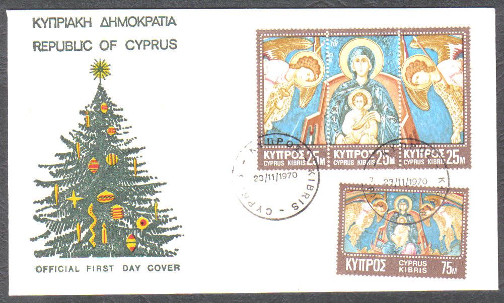 Cyprus Stamps SG 354-57 1970 Christmas - Official FDC