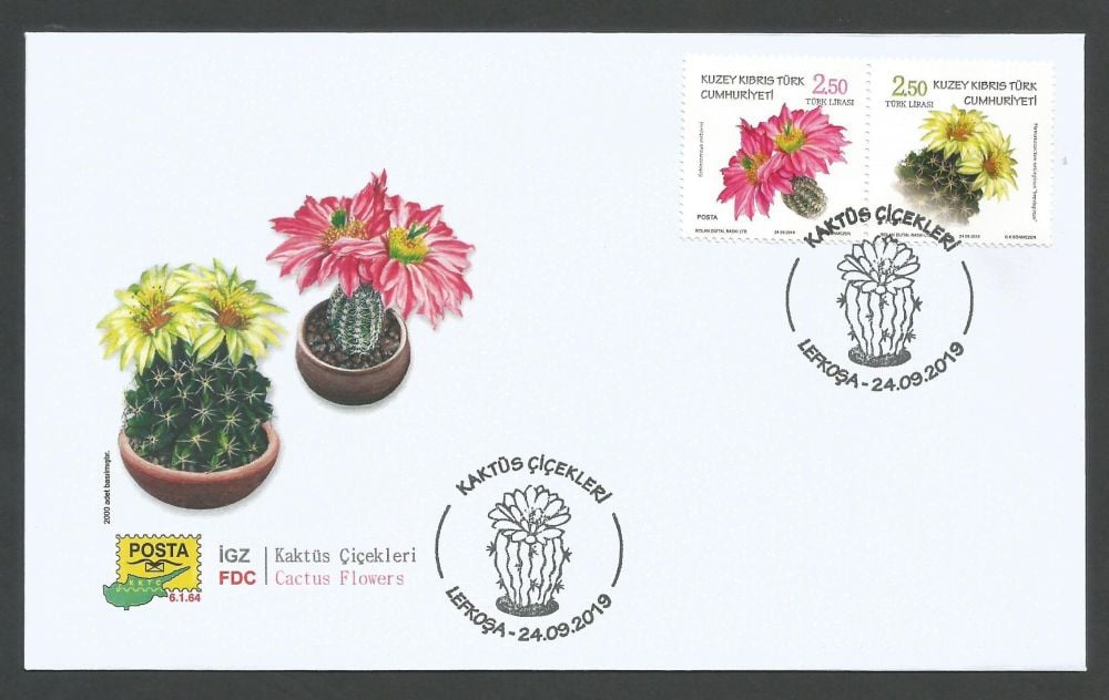North Cyprus Stamps SG 0855-56 2019 Cactus Flowers - Official FDC