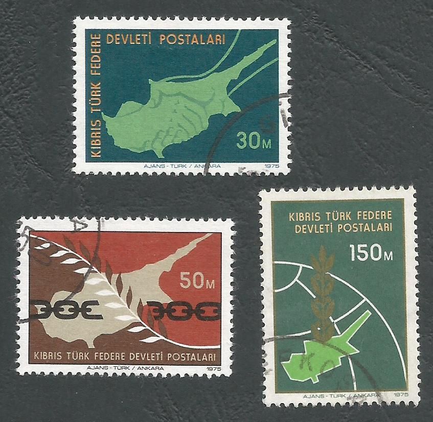 North Cyprus Stamps SG 020-22 1975 Peace in Cyprus - USED (L034)
