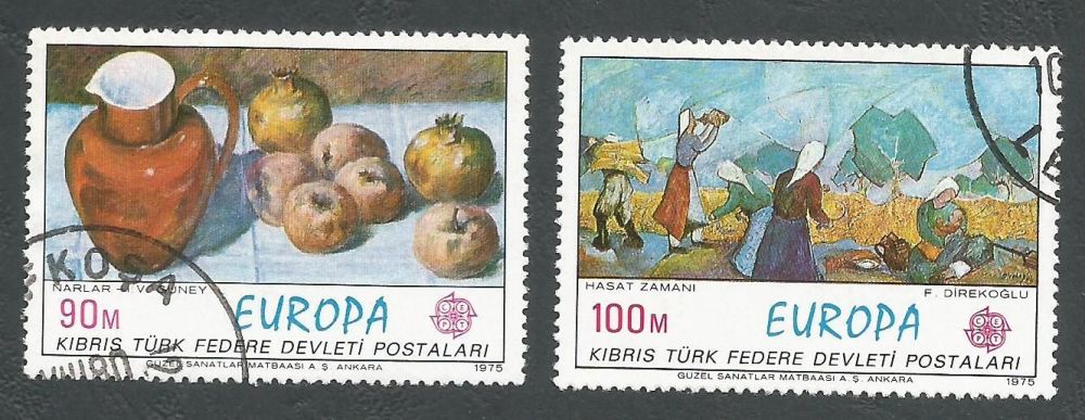 North Cyprus Stamps SG 023-24 1975 Europa Paintings - USED (L035)