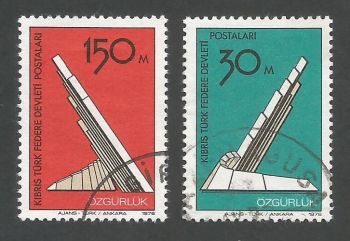 North Cyprus Stamps SG 047-48 1976 Liberation Monument - USED (L044)