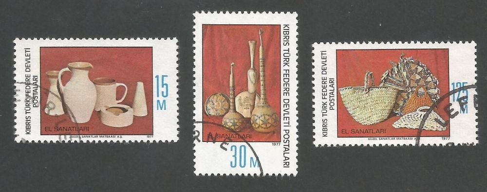 North Cyprus Stamps SG 051-53 1977 Handicrafts - USED (L047)