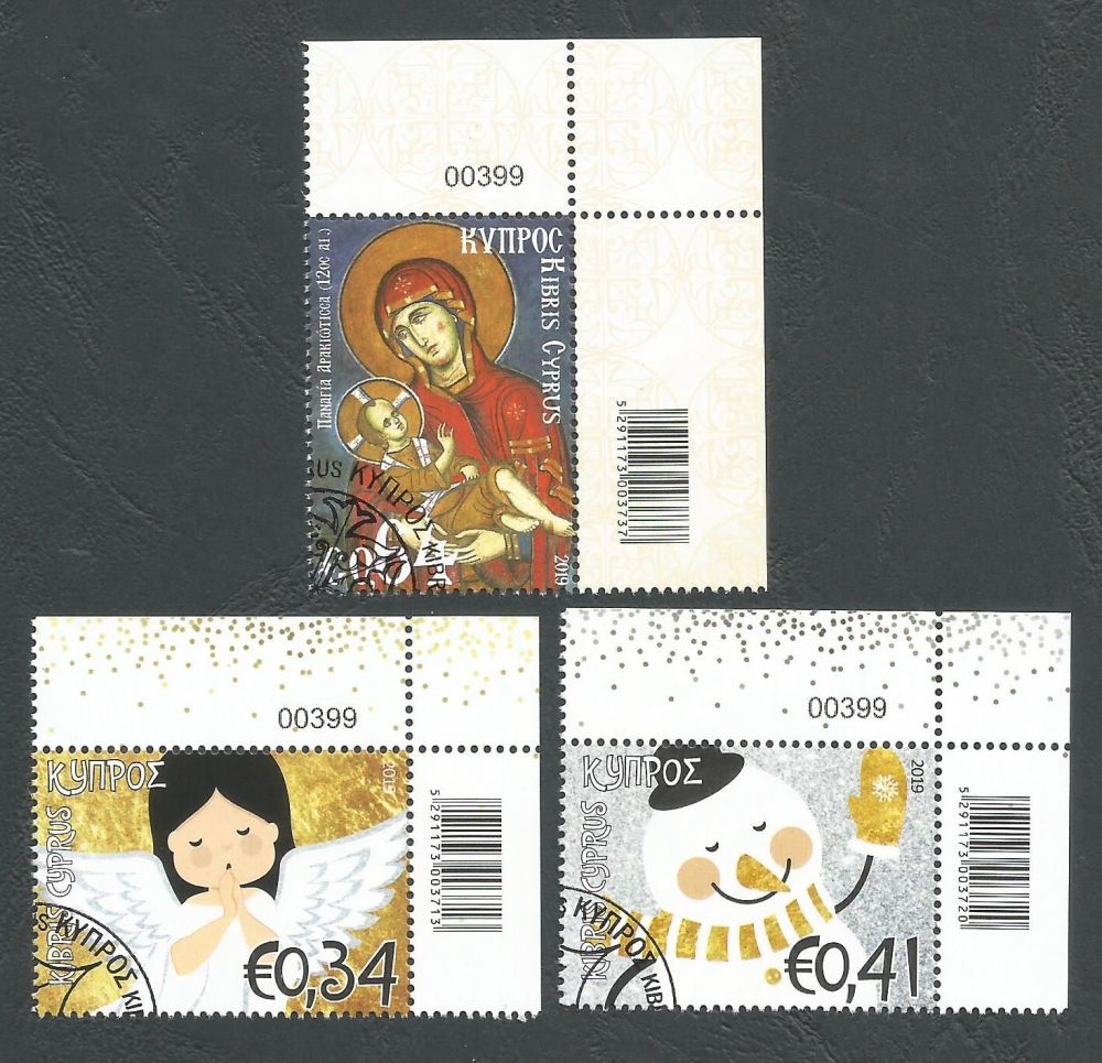 Cyprus Stamps SG 1470-72 2019 Christmas - Control numbers CTO USED (L125)