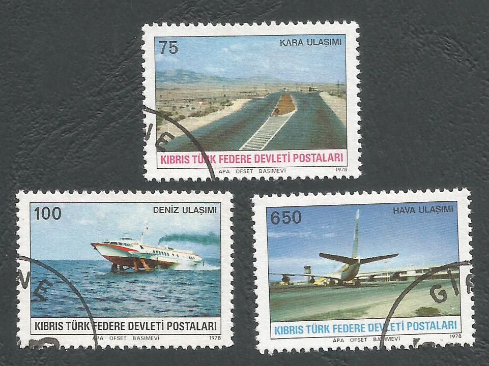 North Cyprus Stamps SG 065-67 1978 Communications - USED (L052)
