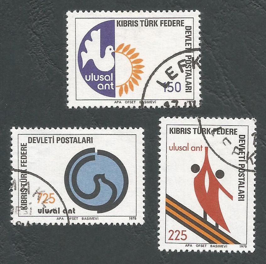 North Cyprus Stamps SG 068-70 1978 National Oath - USED (L053))