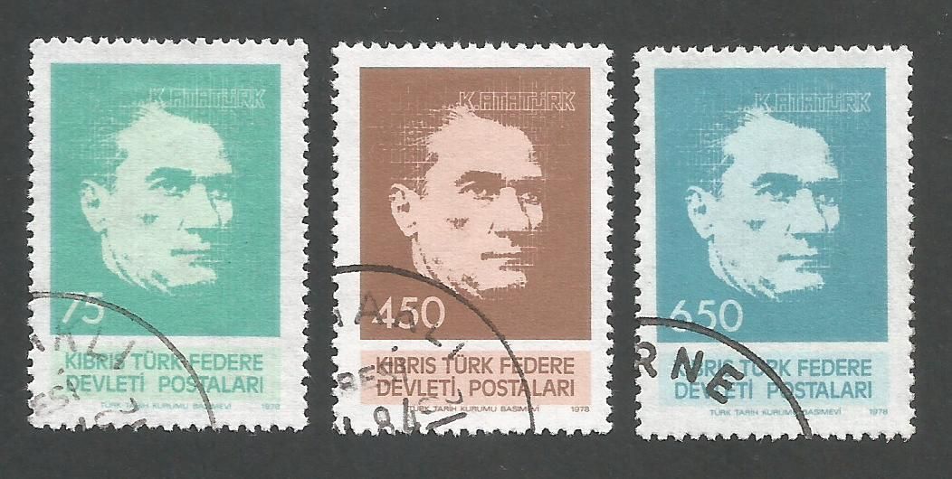 North Cyprus Stamps SG 071-73 1978 Kemal Ataturk - USED (L055)