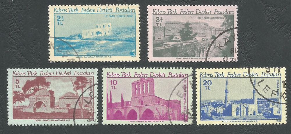 North Cyprus Stamps SG 093-97 1980 Monuments - USED (L061))