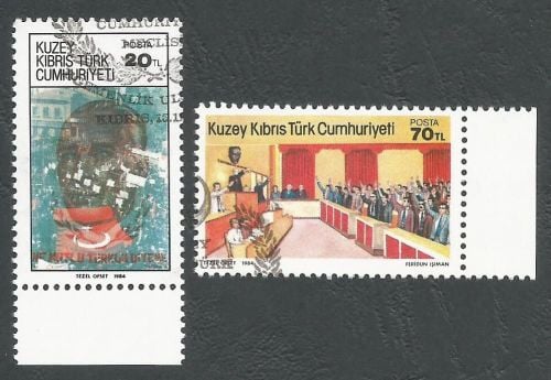 North Cyprus Stamps SG 159-60 1984 1st Anniversary of the TRNC - CTO USED (