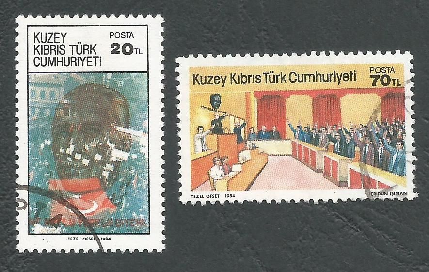 North Cyprus Stamps SG 159-60 1984 1st Anniversary of the TRNC - USED (L108)