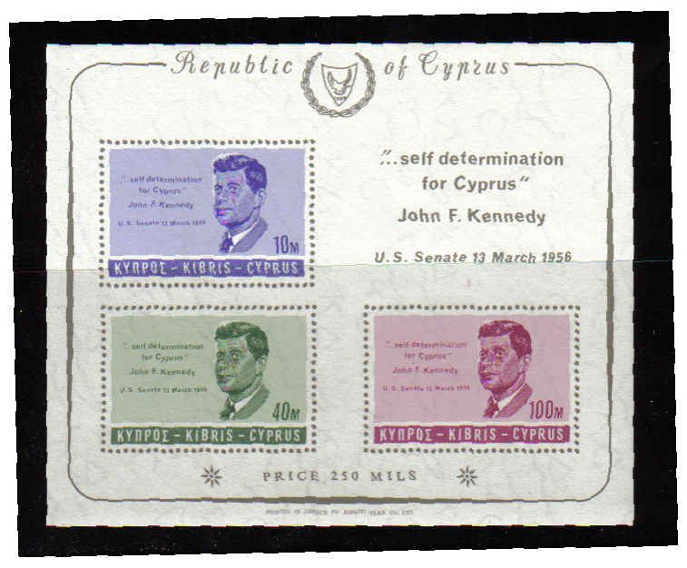 Cyprus Stamps SG 258a MS 1965 J F Kennedy - MLH