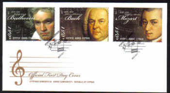 Cyprus Stamps SG 1238-40 2011 Famous Composers of 18th Century - Official FDC