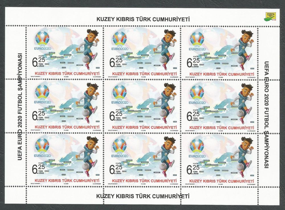 North Cyprus Stamps SG 2020 (a) UEFA EURO 2020 Football Championship - Full sheet MINT 